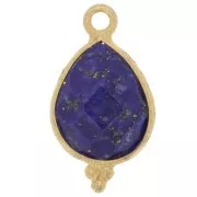 16x9mm 925 Sterling Silver Faceted charm - Gold plated - Lapis lazuli x1