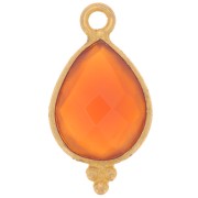 16x9mm 925 Sterling Silver Faceted charm - Gold plated - imitation Carnelian x1