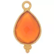 16x9mm 925 Sterling Silver Faceted charm - Gold plated - imitation Carnelian x1