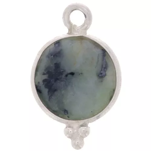 9mm 925 Sterling Silver Faceted charm with balls - African Turquoise x1