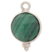 9mm 925 Sterling Silver Faceted charm with balls - Malachite x1
