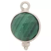 9mm 925 Sterling Silver Faceted charm with balls - Malachite x1