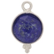 9mm 925 Sterling Silver Faceted charm with balls - Lapis lazuli x1|raw }}