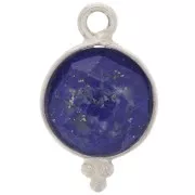 9mm 925 Sterling Silver Faceted charm with balls - Lapis lazuli x1