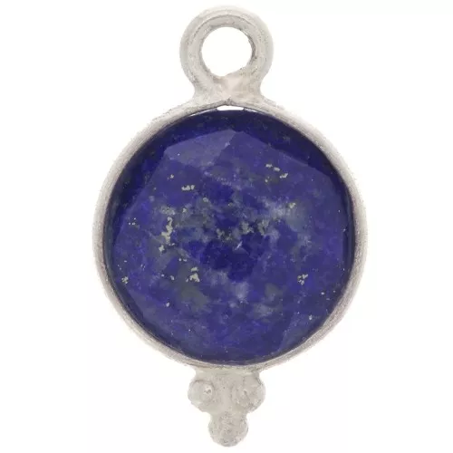 9mm 925 Sterling Silver Faceted charm with balls - Lapis lazuli x1