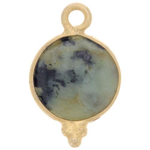 9mm 925 Sterling Silver Faceted charm - Gold plated - African Turquoise x1