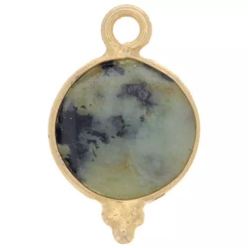 9mm 925 Sterling Silver Faceted charm - Gold plated - African Turquoise x1