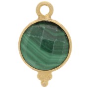 9mm 925 Sterling Silver Faceted charm - Gold plated - Malachite x1|raw }}