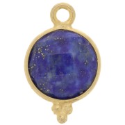 9mm 925 Sterling Silver Faceted charm - Gold plated - Lapis lazuli x1|raw }}