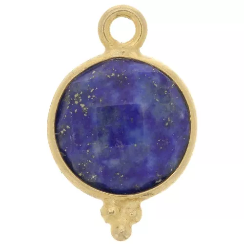 9mm 925 Sterling Silver Faceted charm - Gold plated - Lapis lazuli x1