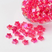 11mm Iridescent star beads - Fuchsia AB x50
