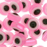 9.5x6mm Flat round beads - lucky eye - Pink x10|raw }}