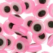 9.5x6mm Flat round beads - lucky eye - Pink x10