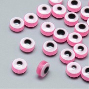 9.5x6mm Flat round beads - lucky eye - Pink x10