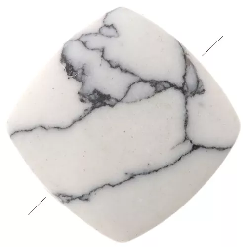 8mm Flat square gemstone bead - Howlite x1