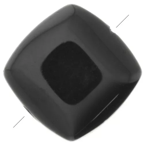 8mm Flat square gemstone bead - Black Onyx x1