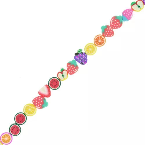 10mm Polymer clay fruit beads - Multicolored x38cm
