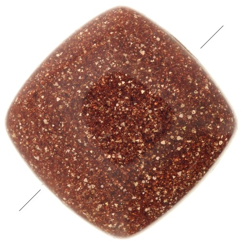 8mm Gold Stone Flat Square Bead - Imitation Sunstone x1