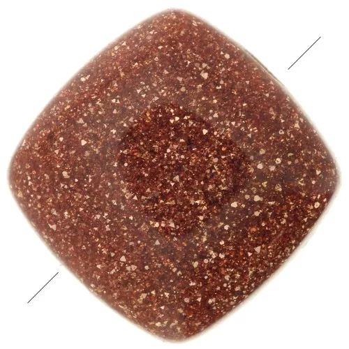 8mm Gold Stone Flat Square Bead - Imitation Sunstone x1