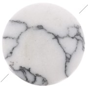 8mm Round flat gemstone bead - Howlite x1