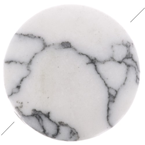 8mm Round flat gemstone bead - Howlite x1