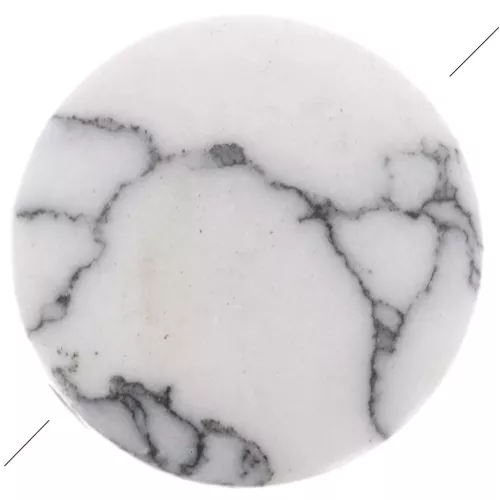 8mm Round flat gemstone bead - Howlite x1