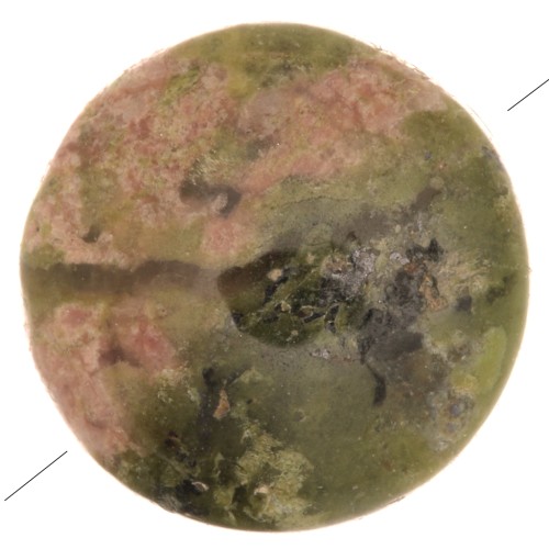 8mm Round flat gemstone bead - Unakite x1