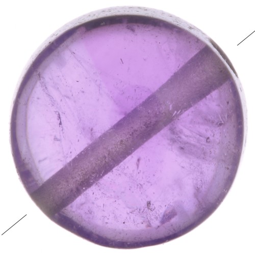 8mm Round flat gemstone bead - Amethyst x1