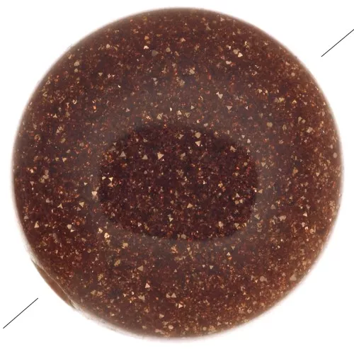 8mm Round flat Gold Tone bead - imitation Sun Stone x1
