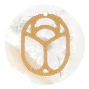 20mm Round flat pendant - beetle exclusive to Perles & Co - Mother of Pearl Goldx1