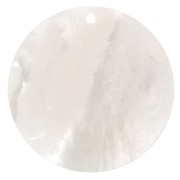 25mm Round flat mother-of-pearl pendant - Natural x1
