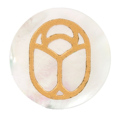 15mm Round flat cabochon - Beetle exclusive to Perles & Co - Mother of Pearl x1