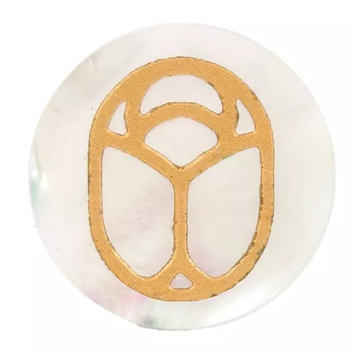 15mm Round flat cabochon - Beetle exclusive to Perles & Co - Mother of Pearl x1