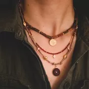 16 mm Round engraved mother-of-pearl eye cabochon - Natural x1