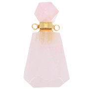 37X20MM PERFUME BOTTLE GEMSTONE PENDANT - rose Quartz - Stainless steel - Gold x1|raw }}