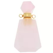 37X20MM PERFUME BOTTLE GEMSTONE PENDANT - rose Quartz - Stainless steel - Gold x1