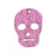 Pendant Skull 23 mm Pink glitter x1