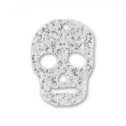 Pendant Skull 23 mm Silver glitter x1