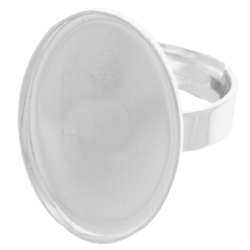 Bronze tone Ring with 25x18mm Silver tone x1