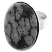 Bronze tone Ring with 25x18mm Silver tone x1