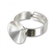 Ring base for PureCrystal 1122 cabochon 14mm Rhodium tone x1