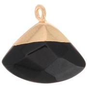 18x19mm faceted triangle glass pendant in imitation gemstone Black Onyx - Gold x1|raw }}