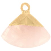 18x19mm faceted triangle glass pendant in imitation gemstone Rose Quartz - Gold x1|raw }}