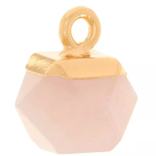 12x11mm faceted cube Charm - imitation gemstone - Dyed Jade - Pink - Gold x1
