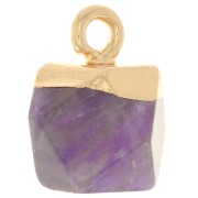 12x11mm faceted cube Charm - imitation gemstone - Dyed Jade - Purple - Gold x1|raw }}