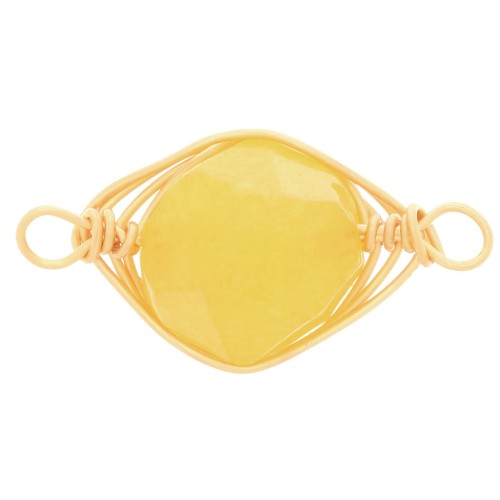 Intercalaire ovale 17x9 mm imitation pierre gemme Citrine - Doré x1