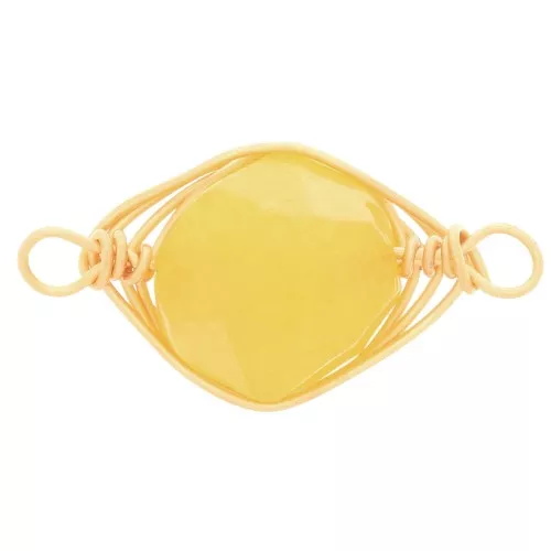 Intercalaire ovale 17x9 mm imitation pierre gemme Citrine - Doré x1
