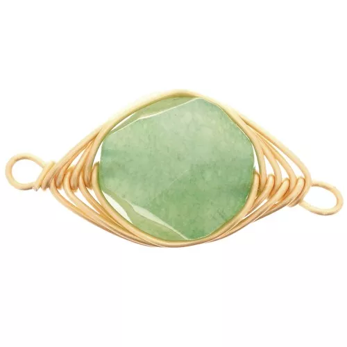Intercalaire ovale 17x9 mm imitation pierre gemme Aventurine Doré x1