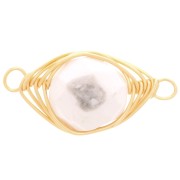 24x10mm Oval connector imitation gemstone - dyed Jade - White - Gold Tone x1