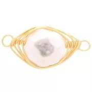 24x10mm Oval connector imitation gemstone - dyed Jade - White - Gold Tone x1